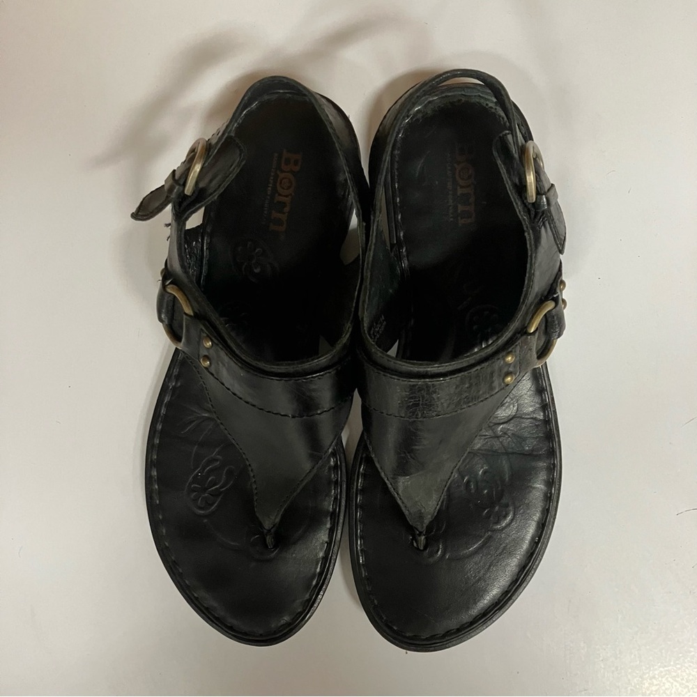 Born Black Leather Thong Sandals (6 US, 36.5) - Picture 3 of 8